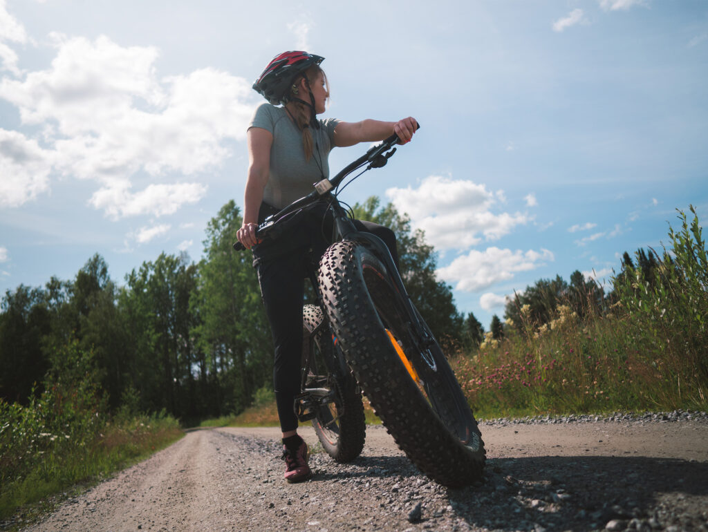 young woman on fatbike